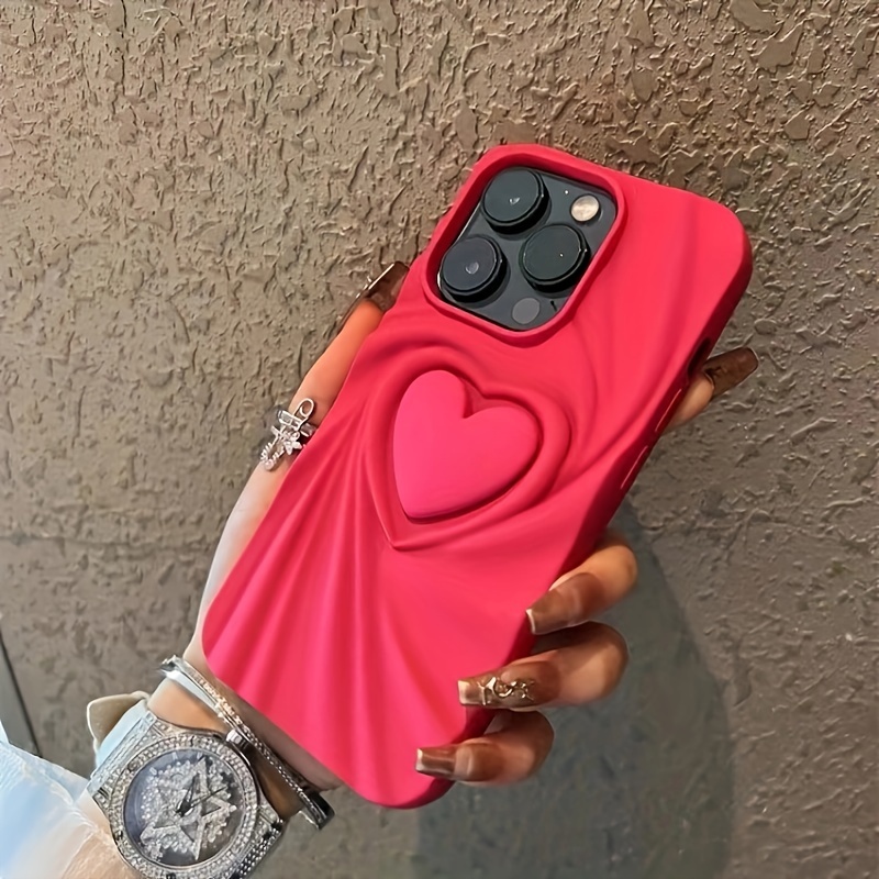 iPhone 15/14/13/12/11 Pro Max için 3D Aşk Kalp Tasarımlı Yumuşak TPU Telefon Kılıfı - Mat Şeker Renkler, 6.6 Ftlik Düşmelere Karşı Darbeye Dayanıklı ayrıntılar 4