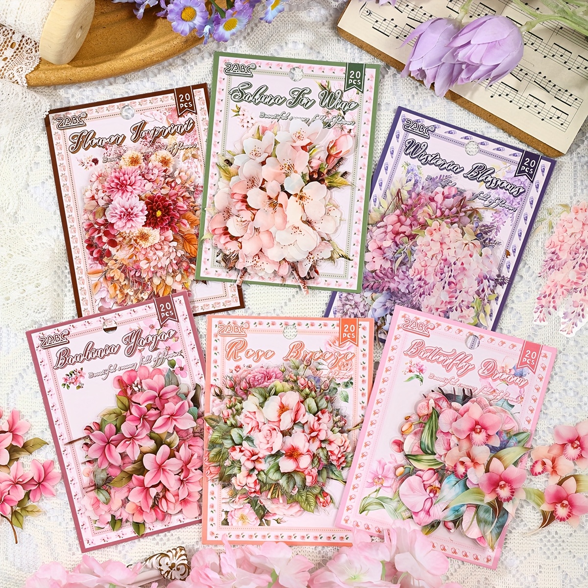 Image of 120pcs/set Of Floral Plant Diary Decorative Stickers, Pet Series For A Beautiful Floral Atmosphere —perfect For Crafts, Photo Albums, Planners, And Vases