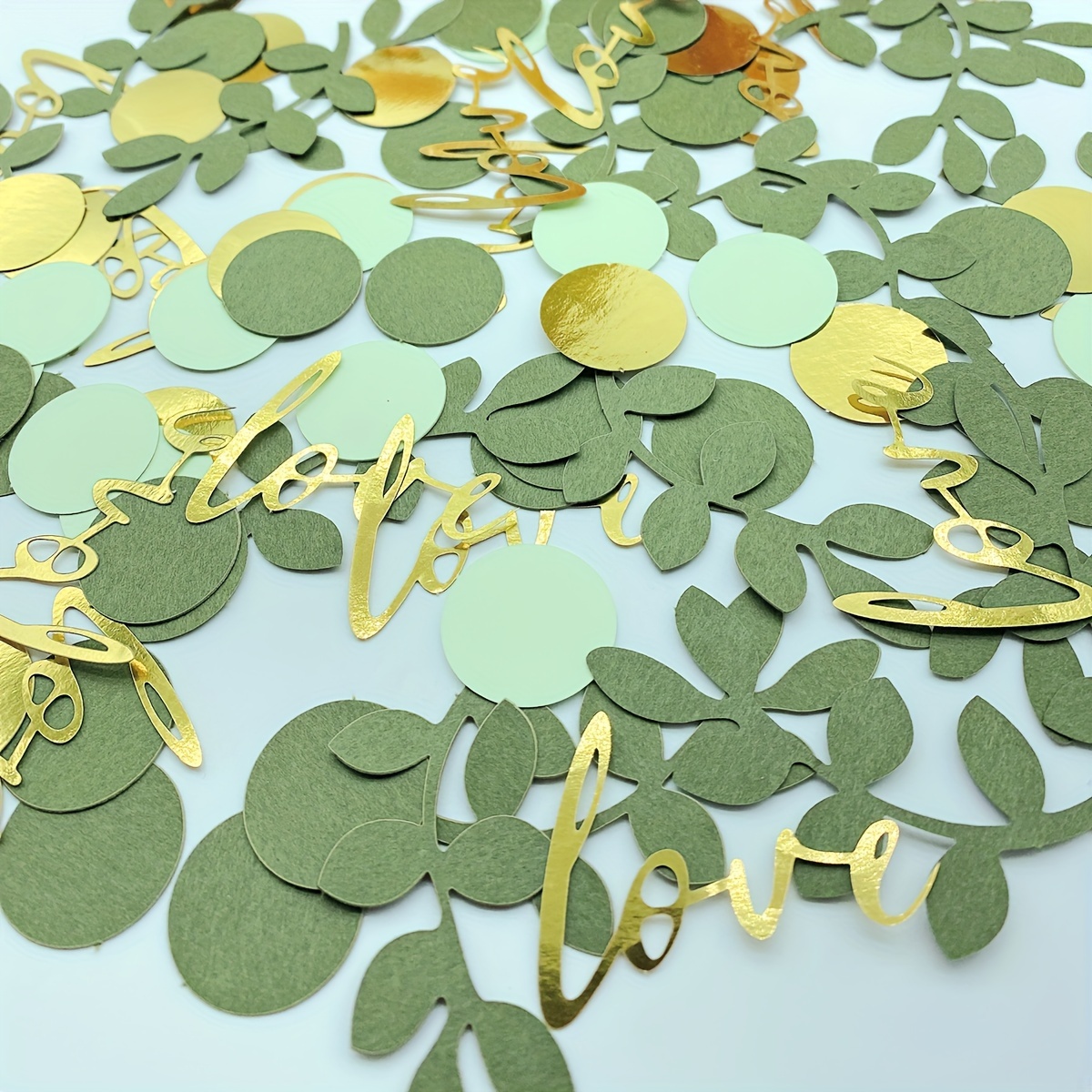 

100pcs, Green Wedding Table Confetti, Bohemian Love Themed Party Confetti, Sage Leaf Engagement Party Table Scatter, Bachelorette Party Decorations, Bride And Groom Shower Party Decorations