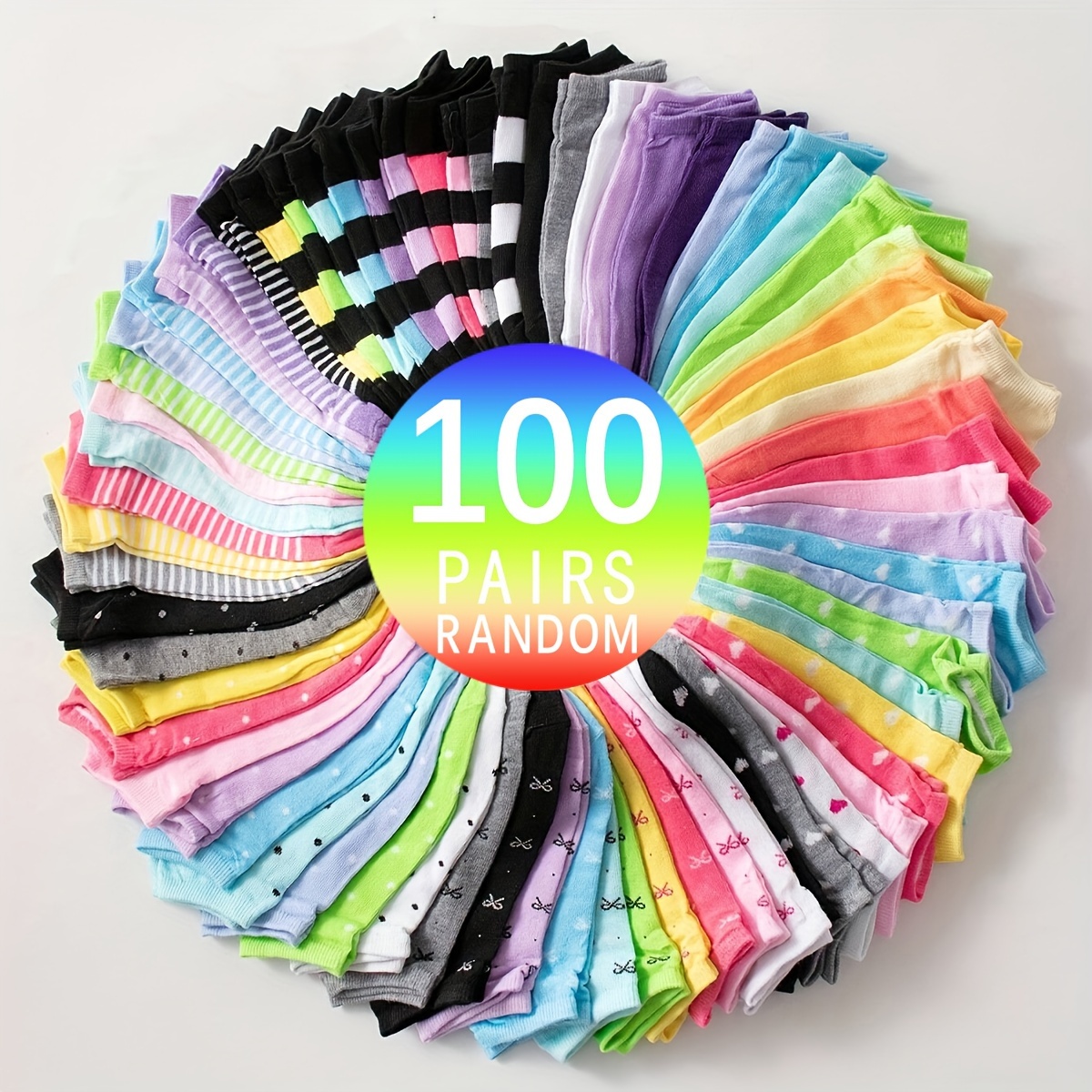 

20/50/100 Pairs Candy Colored Socks, Super Soft Breathable No Show Ankle Socks, Women's Stockings & Hosiery