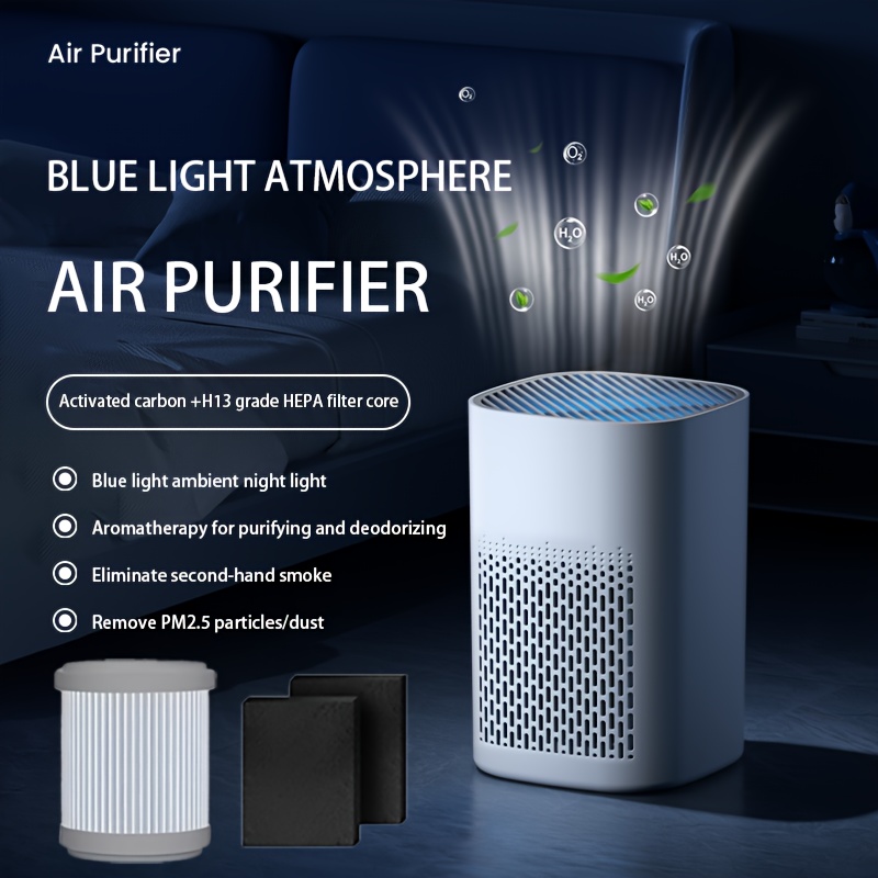 Modern Minimalist Desktop Air Purifier | Upgraded Silent HEPA Filtration System Provides Long-Lasting Clean Air for Bedrooms, Offices, Allergy Sufferers, And Pet Households, Effective Against Pet Hair, Odors, And Dust, Suitable for Office, Desktop