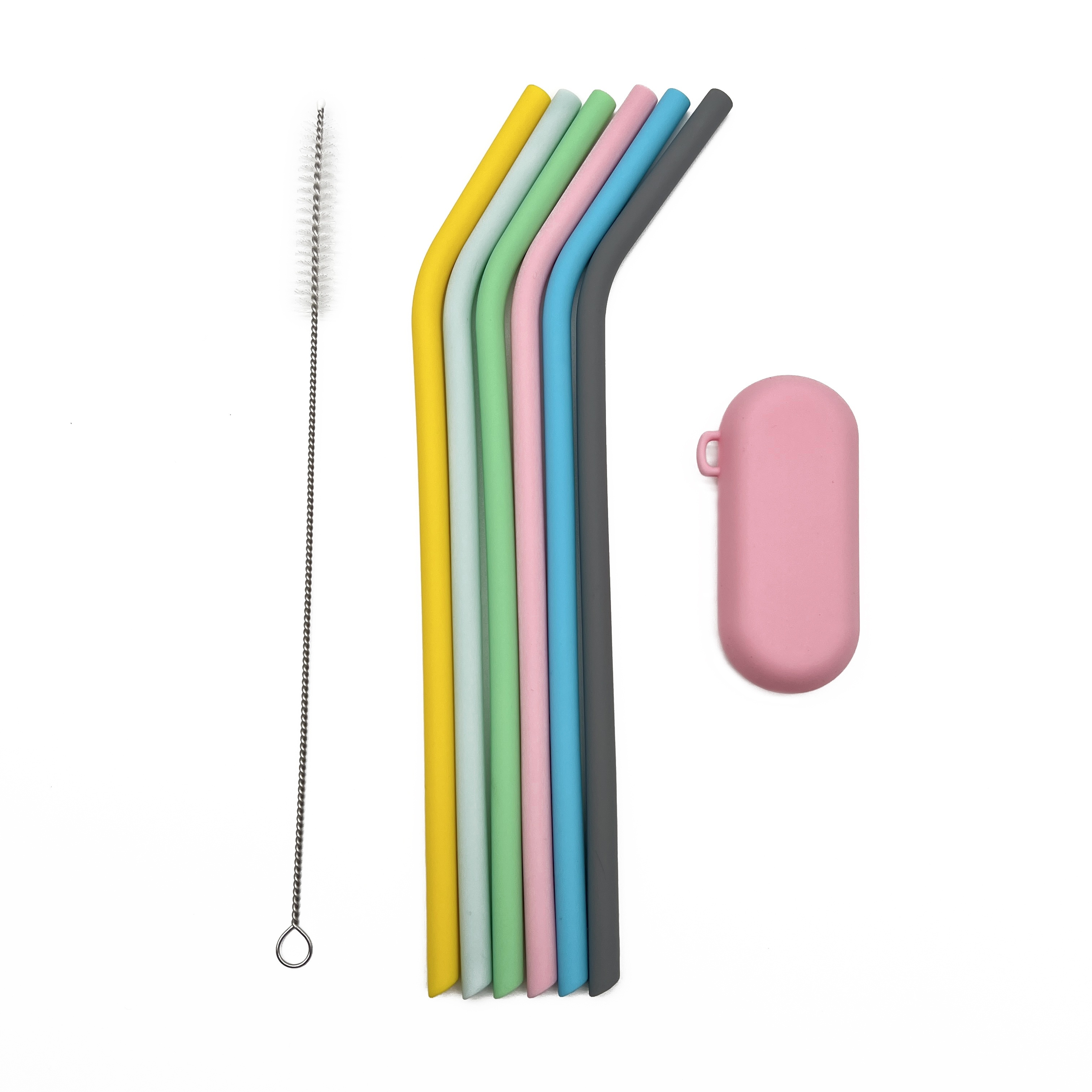 6pcs Reusable Silicone Straw Set, Suitable For Hot Drinks Like Coffee, Bubble Tea, And Outdoor Camping, In Straight And Bent Styles
