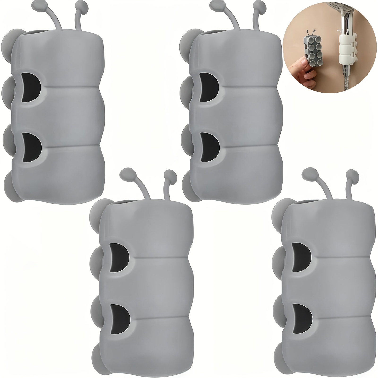 TEMU 4pcs Silicone Suction Cup Shower Holder For Handheld Sprayers, Without Drilling, Strong That Won't Damage Walls, Movable Fixed Base, Bathroom