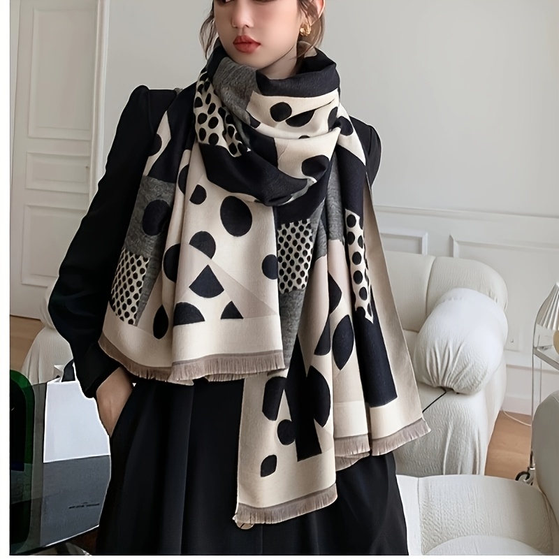 Image of 1pc Casual Polka Dot Scarf Women's Warm Printed Long Scarf Shawl Autumn Winter Outer Scarf