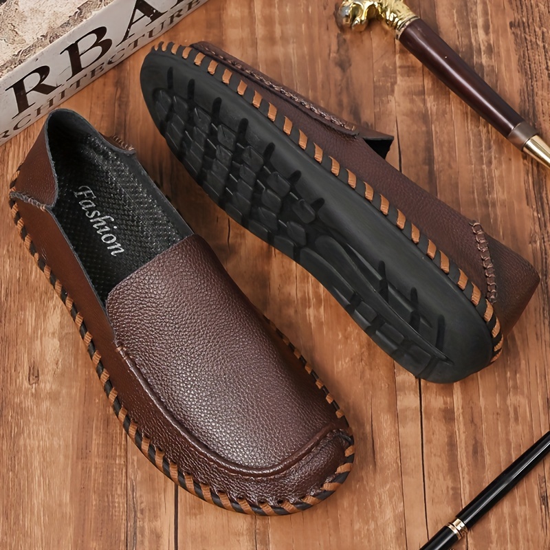 Мужские Модные Однотонные Лоферы Без Шнуровки, Удобные Нескользящие ...