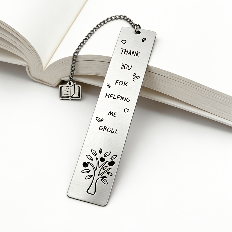 TEMU 1 Stainless Steel Bookmark "artistic Metal Bookmark | English Gratitude Quotes | A Thoughtful Keepsake For Teachers And Elders"