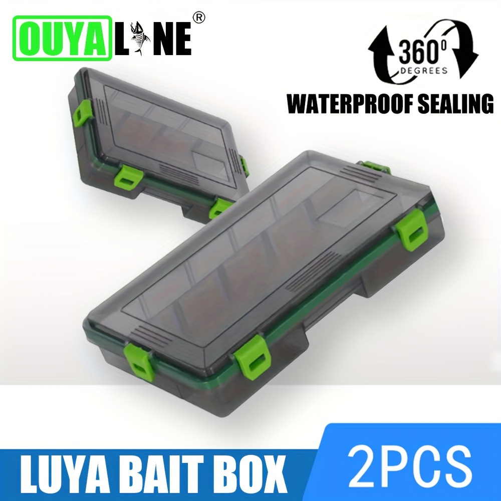 

Ouyaline 2pcs Waterproof Abs Boxes With Adjustable Compartments For Sea Fishing - Reinforced, Wear-resistant Fishing Tackle Storage Cases