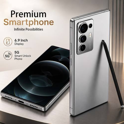 Smartphone 2026 Edition, 6.9 Inch HD Display, 6GB Memory 64GB Storage, Dual HD Camera 13MP+50MP, with Headphones, Case, USB Cable, Slot And Stylus Pen, Perfect Birthday And Holiday Gift