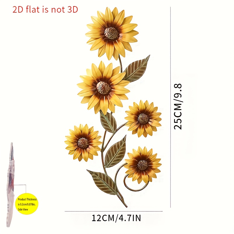 TEMU 2d Flat, 2d Flat Acrylic, Colorful Sunflower Wall Art - Outdoor Decoration, Suitable For Gardens, Fences, And Courtyards. Thanksgiving,