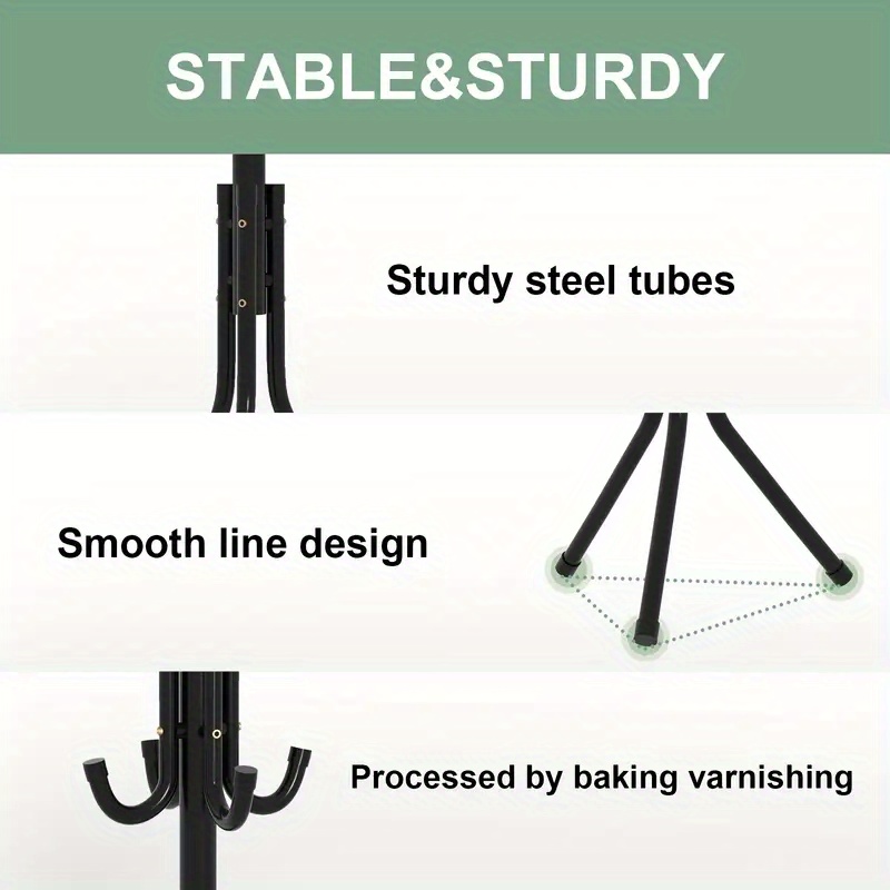 1pc Heavy-Duty Metal Coat Rack with 9-Tier Vertical Storage - Freestanding Space-Saving Clothing Organizer with Sturdy Iron Frame & Copper Finish, 27