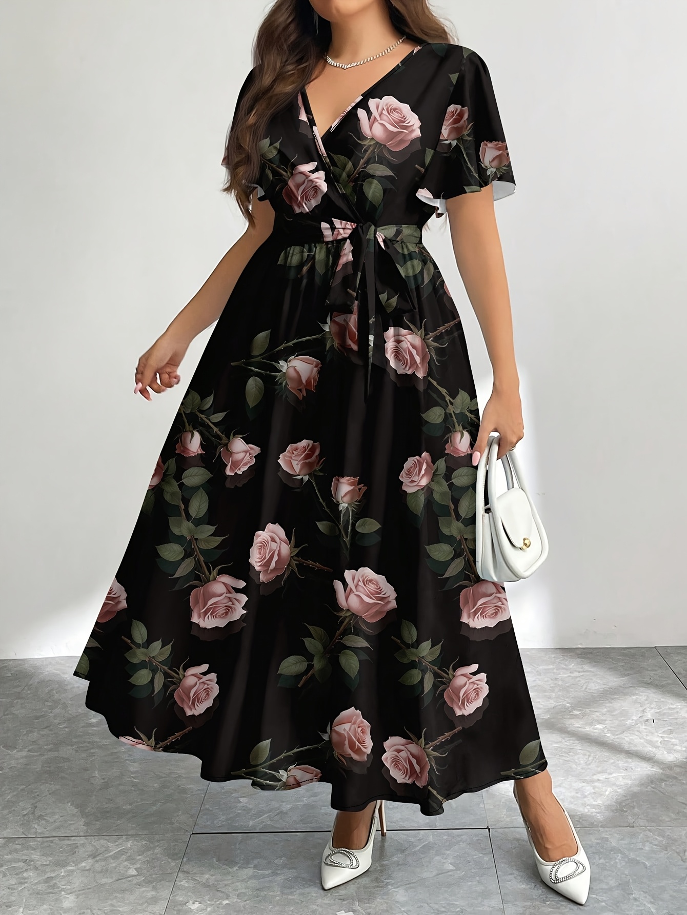 rose black dress sold on Temu United States