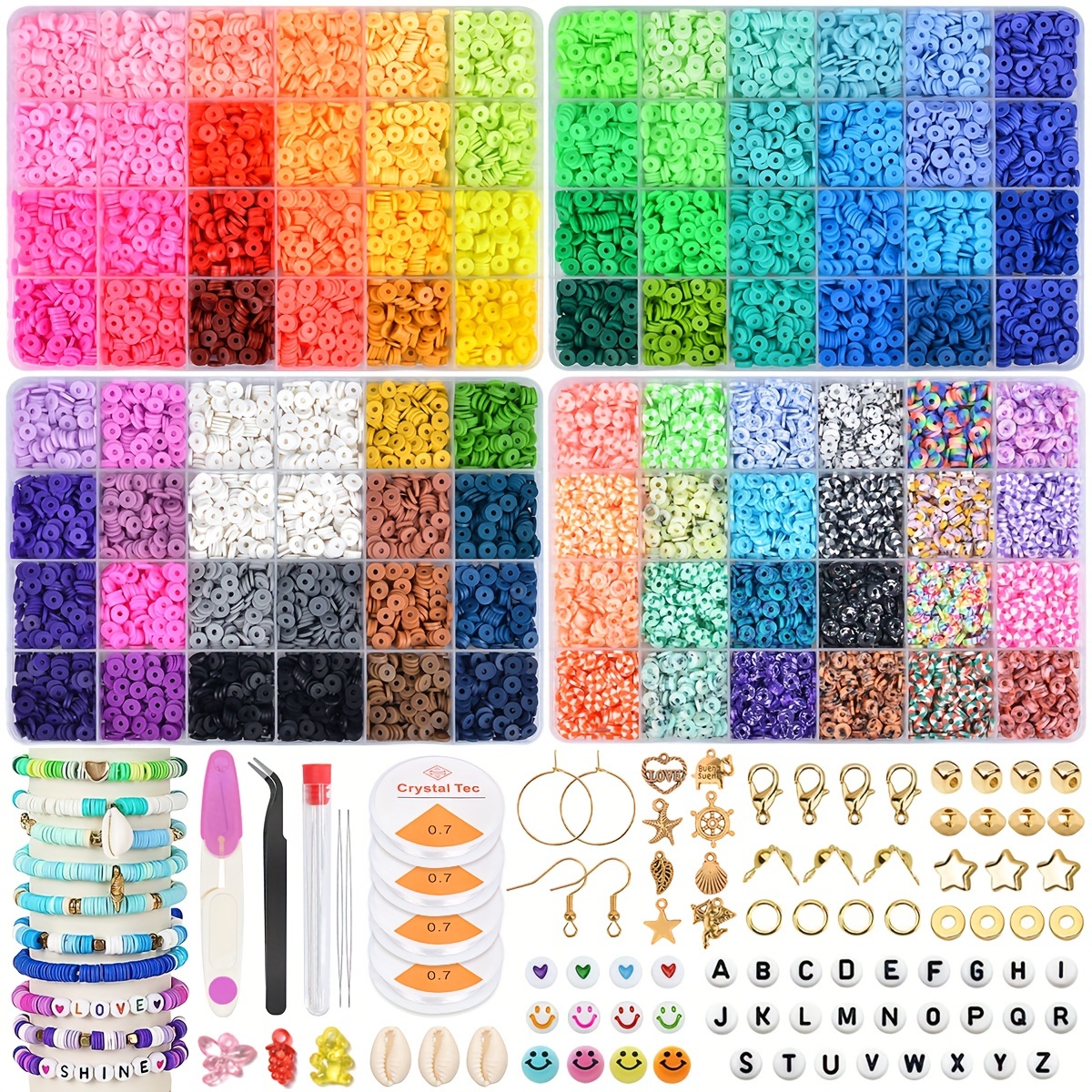 TEMU 92 Colors Clay Beads Kit 14400pcs Clay Beads For Craft Gift Jewelry Making Hair Beads With Letter Beads Elastic Strings