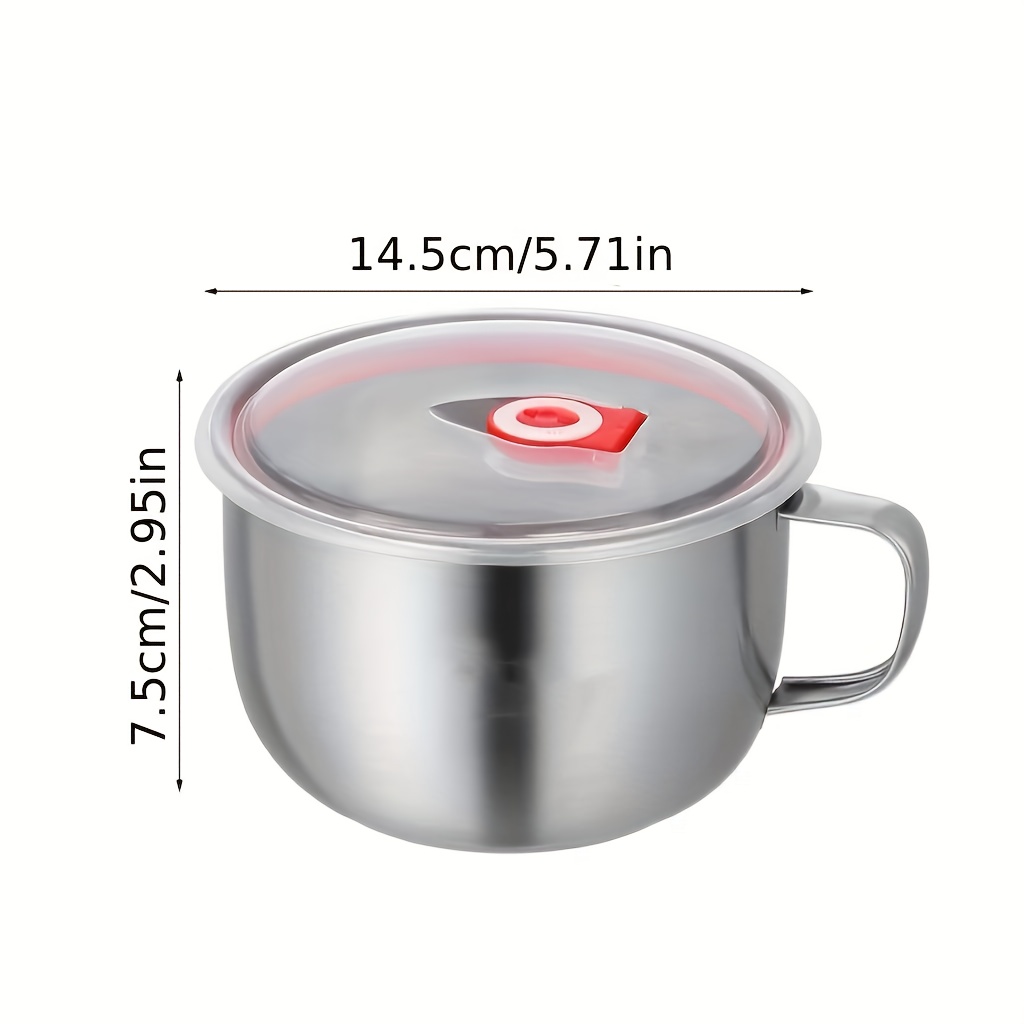 TEMU Edelstahl Lunchbox - Schüssel mit Deckel, Suppenschüssel, Lunchbox, Cafeteria Schüssel, Leicht zu Tragen und Kann für Camping verwendet werden