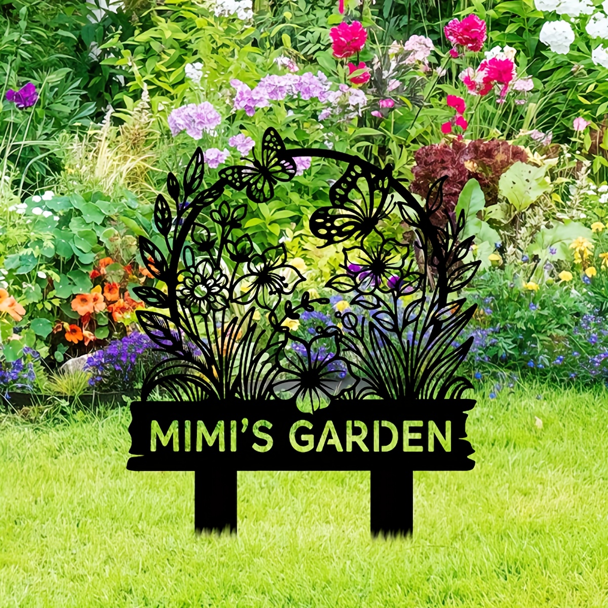 TEMU Customizable Metal Garden Sign Art , Featuring '', Designed For Installation, And Outdoor Theme, An For Mother's Day, Durable Lawn Decoration