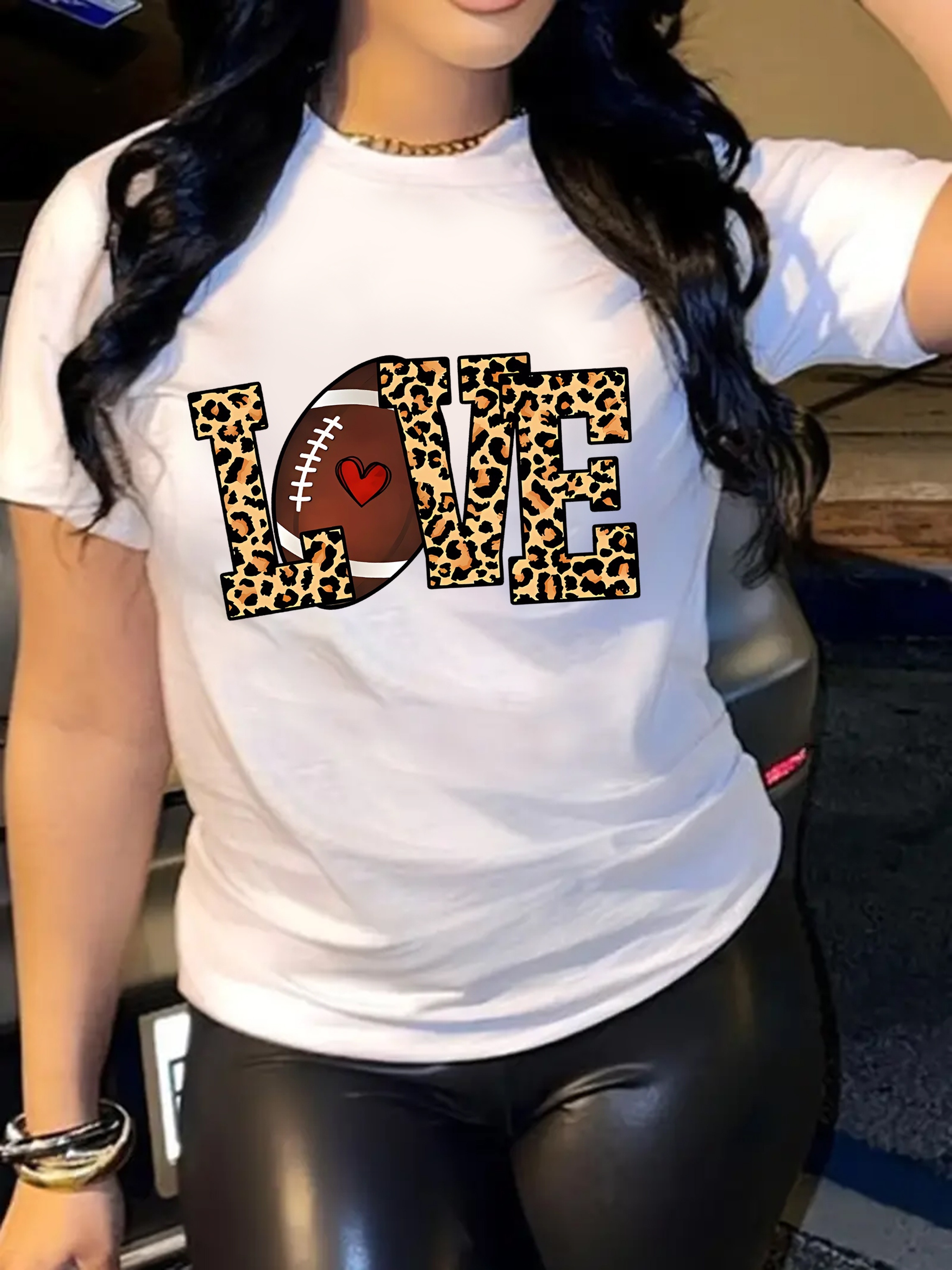 Letter Print T shirt Plus Size Casual Crew Neck Short Sleeve - Temu New ...