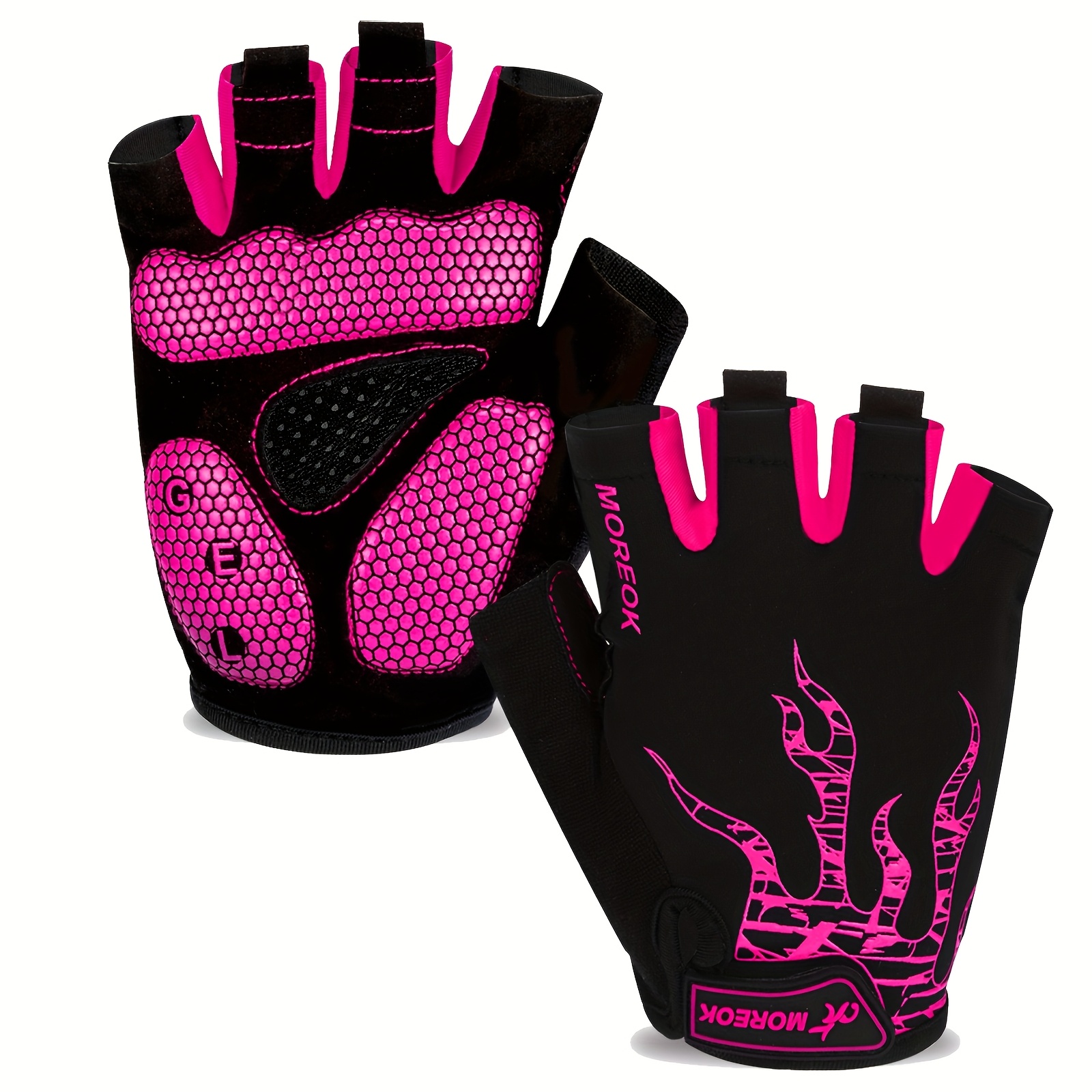 TEMU Guantes de bicicleta MOREOK transpirables con malla en el dorso y almohadillas de gel de 5 mm para MTB y bicicleta de carretera, guantes de