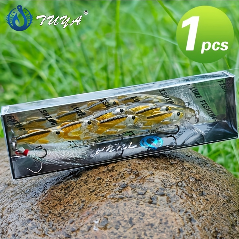 

1pc Leurre de Pêche Minnow Premium avec Hameçon Triple Plume - ABS , Idéal pour la Pêche en Eau Douce et Salée