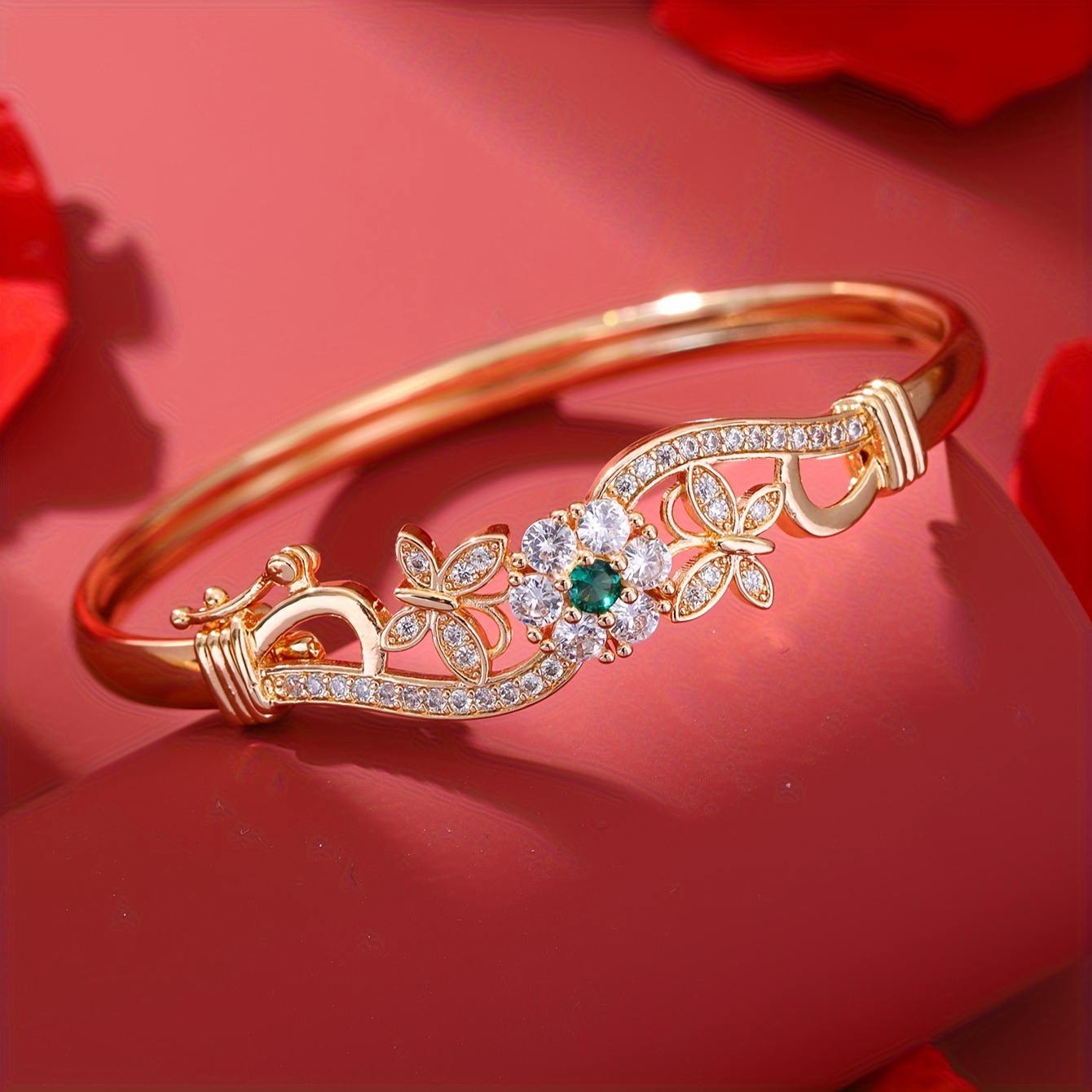 Stainless Steel Bracelet with Butterfly and Rhinestones