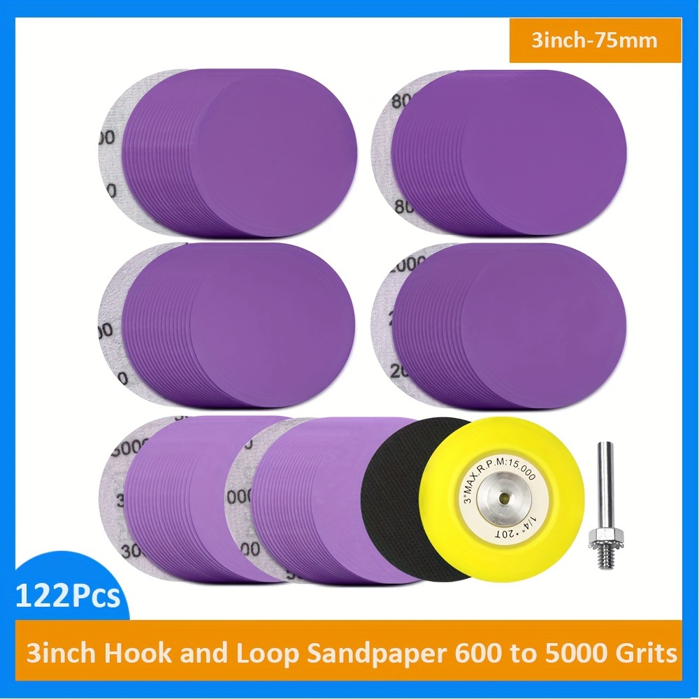 

3- Pad Sandpaper Backing , 600 To 5000 , And Pad Including 1/4- Rod, For Polishing Wood, , And Metal