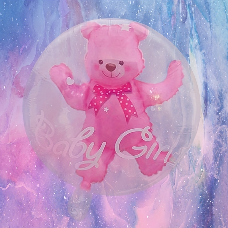 

heartwarming" 2-piece Large 24" Youngsters Shower Balloons - Transparent Pink & Blue Bear Foil Decorations For Birthday Parties, Gender Reveals & More
