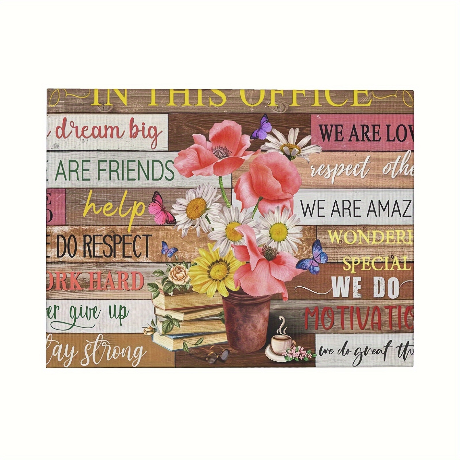 Inspirational Quotes Wall Art Canvas Rustic Floral Office - Temu