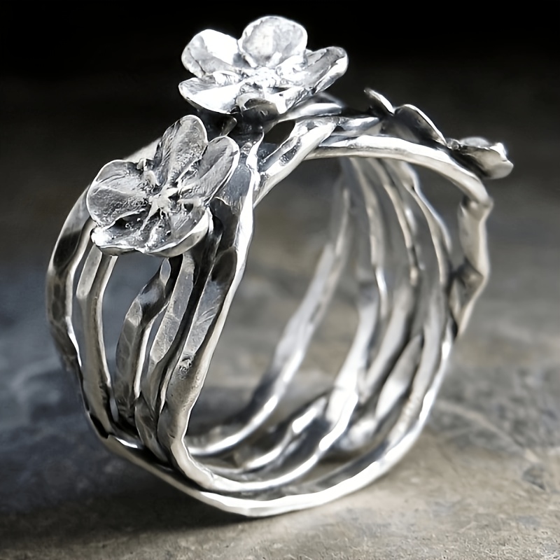 Bohemian Style Distressed Floral Branch Ring, Unique Gift