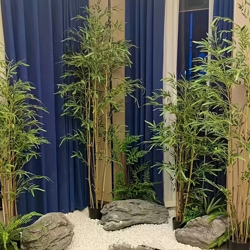 4 Plantes Artificielles Bambou Suspendues - Décoration Murale Verte Pour Intérieur/Extérieur
