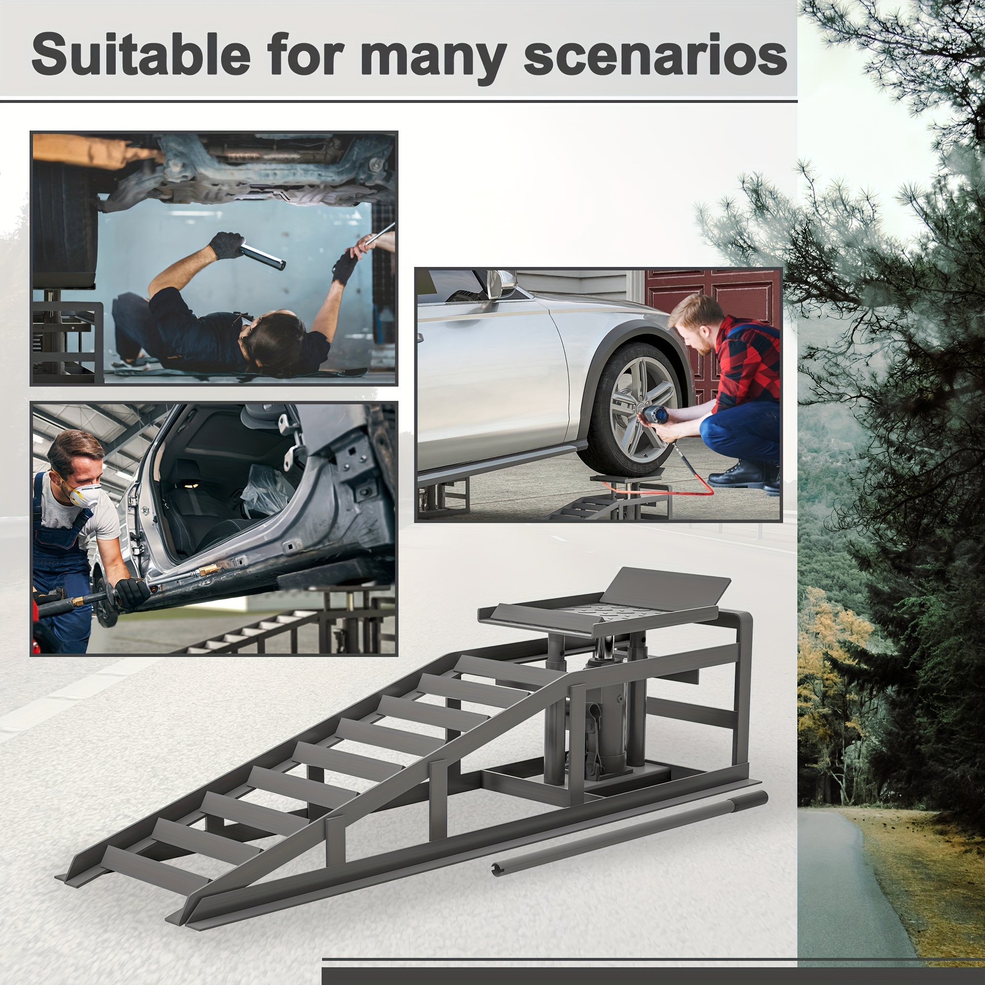 Truck Lift Ramps 5-Ton Set - Low Profile Vehicle Lift For Garage Work ...