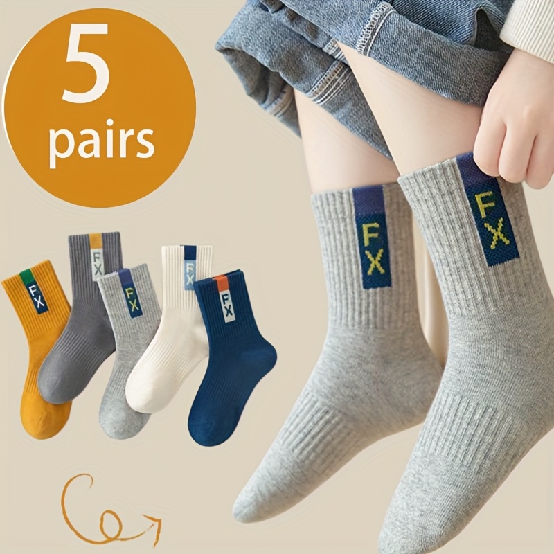 Image of 5 Pairs Socks Boys Mid-calf Socks Spring Baby Spring And Summer Breathable Short Socks Middle And Large Size Socks