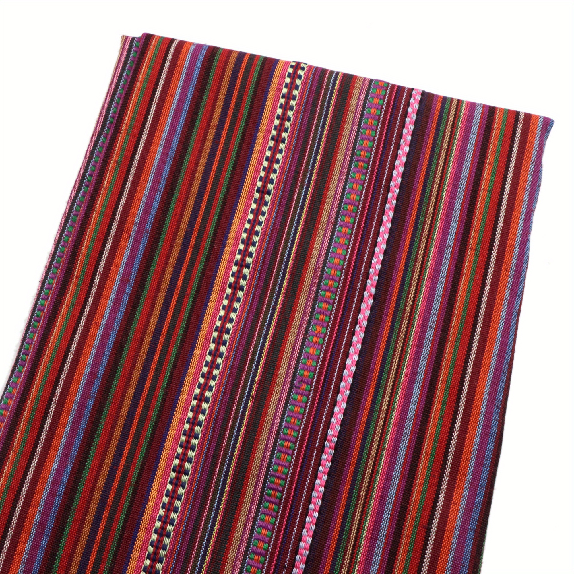 Image of 1pc Stripe Pattern Ethnic Style Yarn-dyed Fabric - 59x19.68 Inches (150x50 Cm) Pre-cut, Ideal For Quilting, Sewing, Sofa Covers, Tablecloths, Curtains, And Cushions