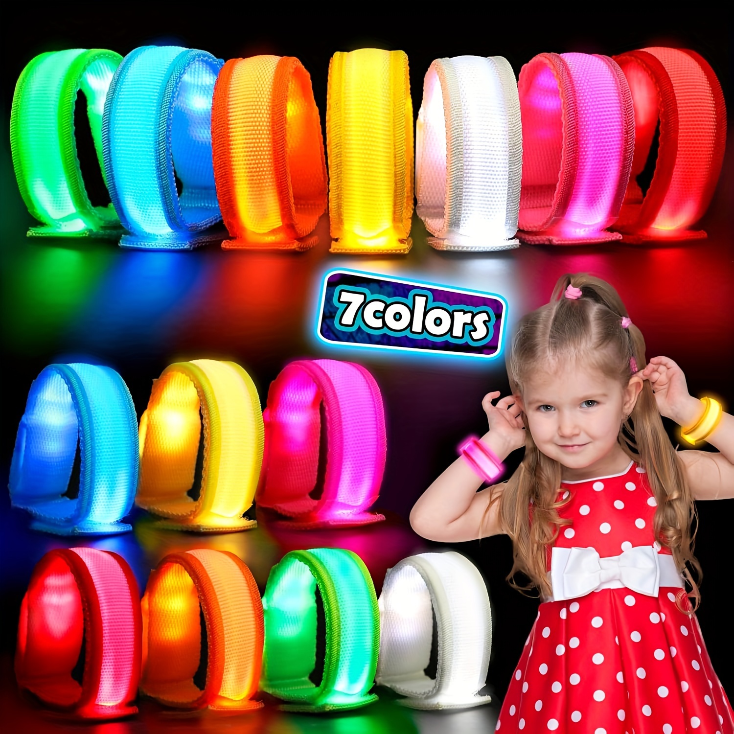 

7/14pcs Led Glow Bracelets, Led Light Up Bracelets For Kids Adults, Glow In The Dark Party Favors Supplies For Night Events , Christmas, Accessories