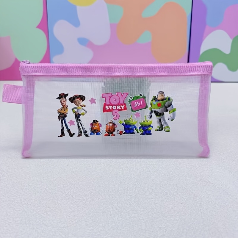 TEMU 1pc Toy Story Themed Transparent Zipper Pencil Case & Desktop Storage Box Suitable For, Office, Travel - Multifunctional With Iconic Toy Story