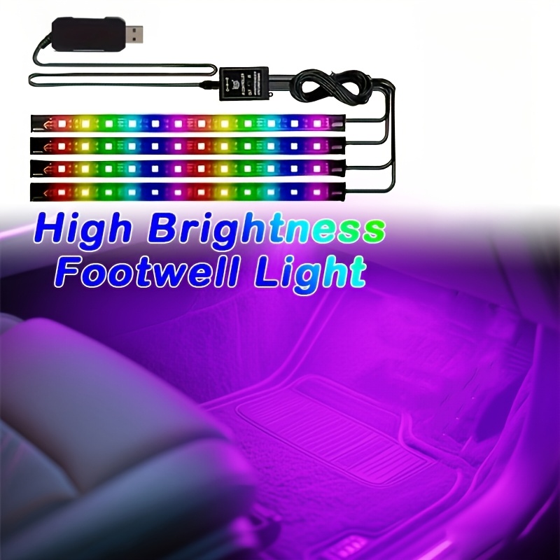 TEMU Rgb Car Led Light Kit, Usb Powered, , Diy , Led , Car Seat Under Kit, Suitable For All Vehicle Models