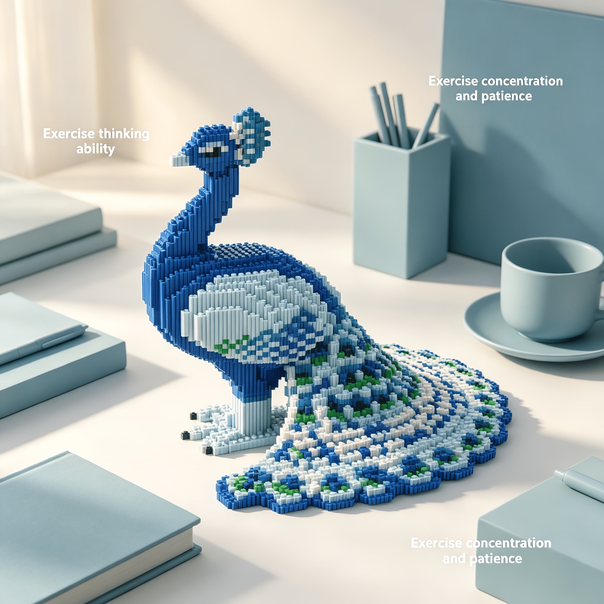 4420pcs peacock building block model creative animal - Temu