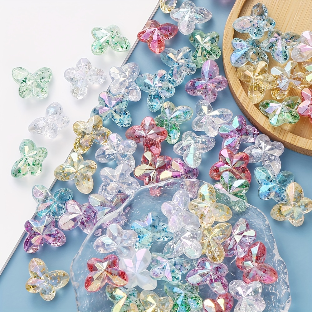 30pcs Clear Butterfly Beads for Jewelry Making & Crafts