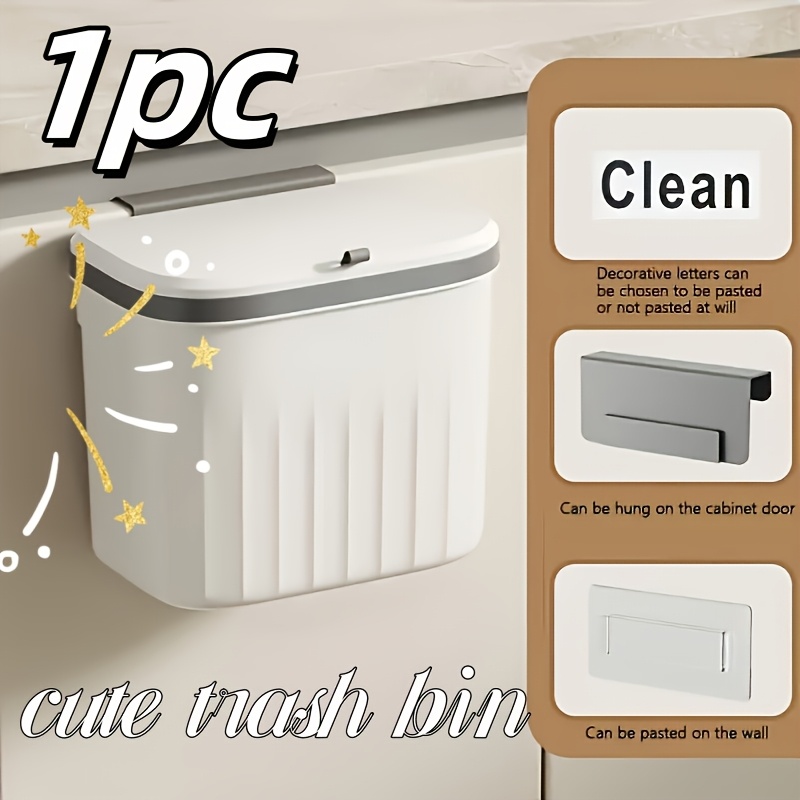 TEMU 1pc Hanging Trash Can, Kitchen Cabinet Door Hanging Trash Can, Bathroom Toilet Trash Can, Waste Bin, Rear-hanging Compost Trash Can, Hanging Or