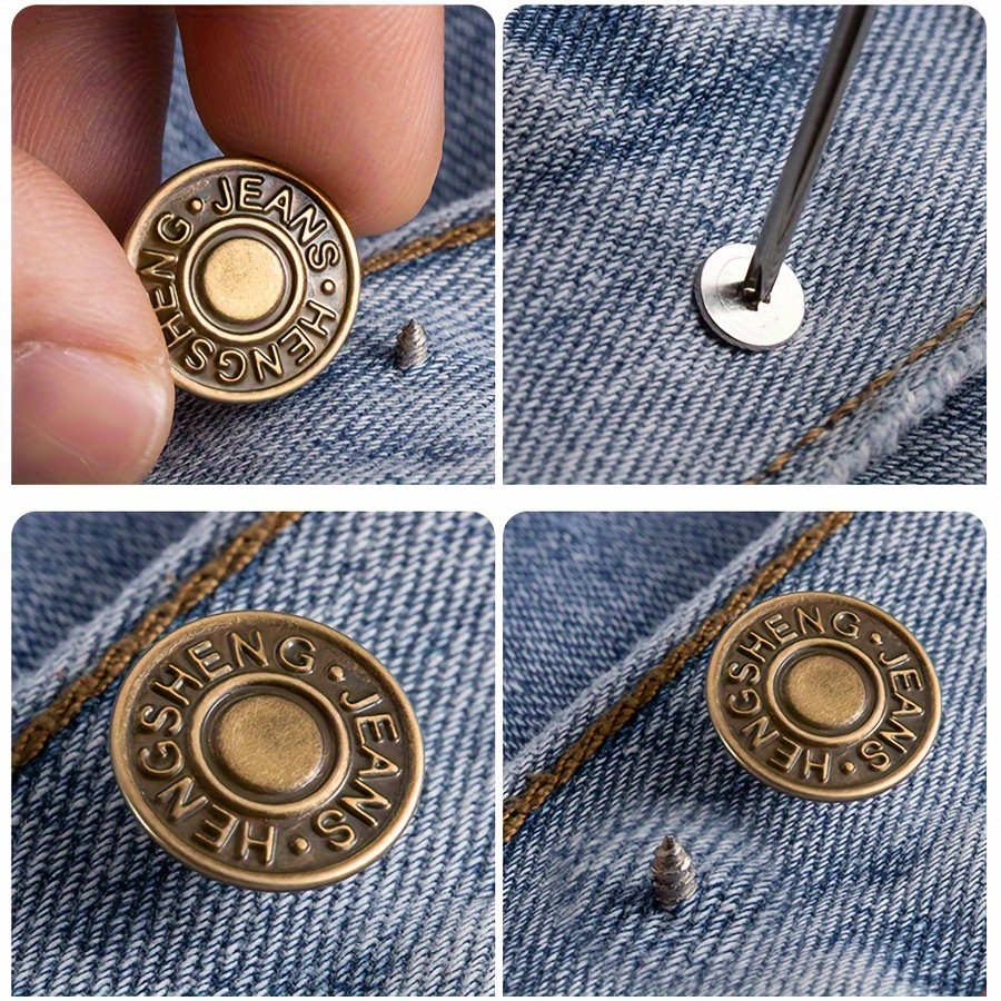 10 piezas, botón para jeans, botón metálico ajustable y removible