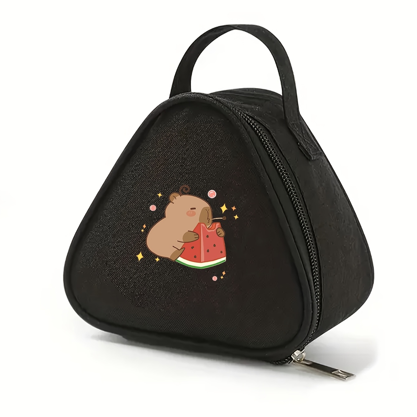 TEMU A Mini Minimalist Insulated Lunch Bag With A Triangular Capybara Print, A Portable Snack Pouch For Sandwiches, Milk, Eggs, Etc. - Non-food