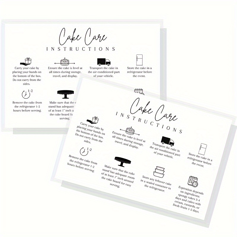 

30pcs Cake Care Cards - Essential For Perfect Cake Serving, 6x4" White Postcards With Tips