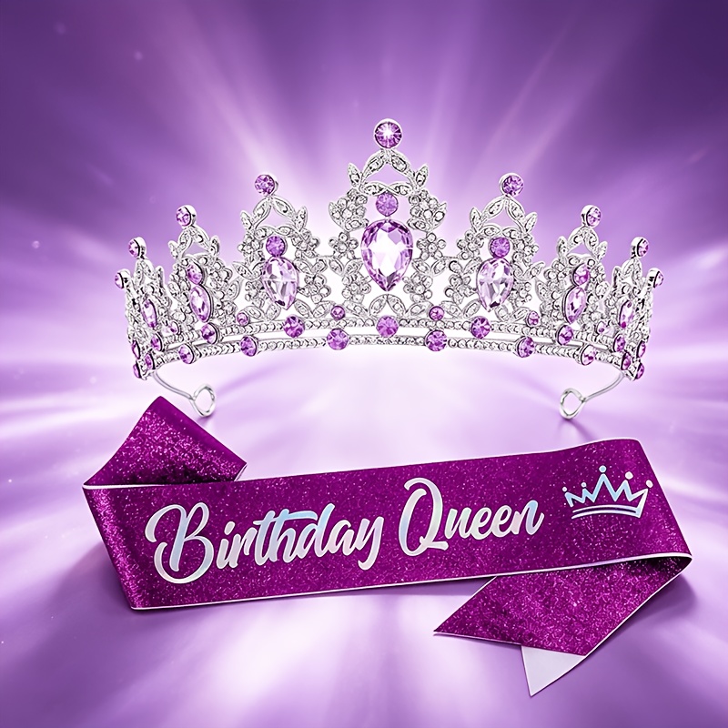 TEMU 2 Cerchietti da festa di compleanno super popolari, corona per con diamanti di , corona per capelli da festa di compleanno, copricapo da donna,