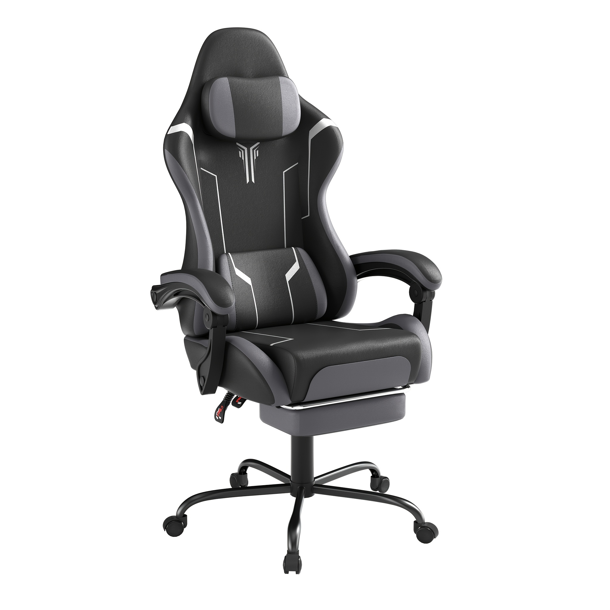 Ergonomic Gaming And Office Chair With Lumbar Support & Headrest Adjustable Height, Built In Footrest, 135kg Weight Capacity, Ideal For Pc Gaming And Work