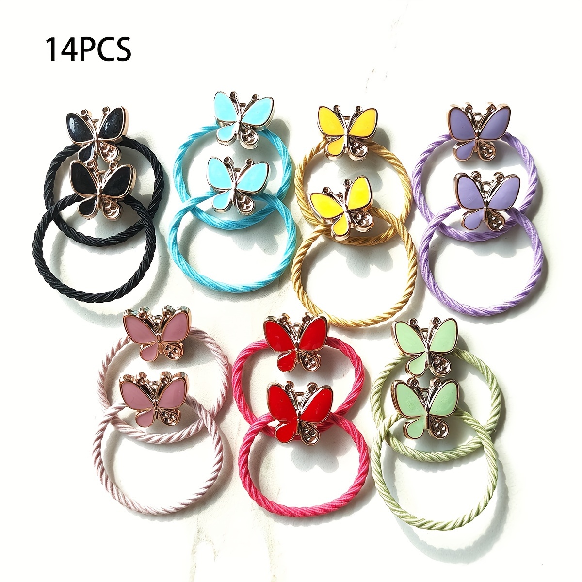 2/7/14pcs Hair Ties, Spring/-elasticity Multicolor Hair Bands, Plastic Material -shaped Fashionable Hair Elastics, Universal Hair Ties