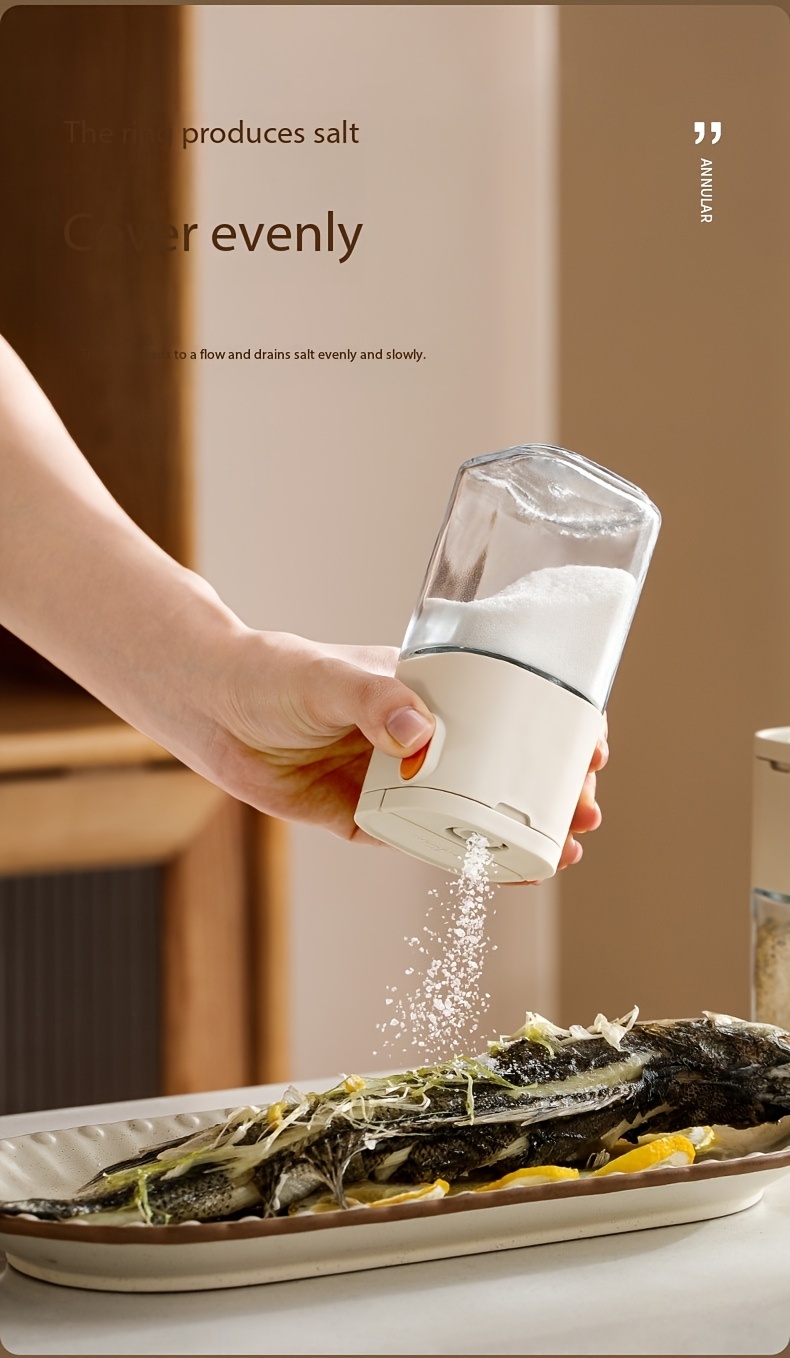 household quantitative salt bottle double mouth   control salt spray seasoning jar kitchen press type glass seasoning bottle salt jar Product details 3