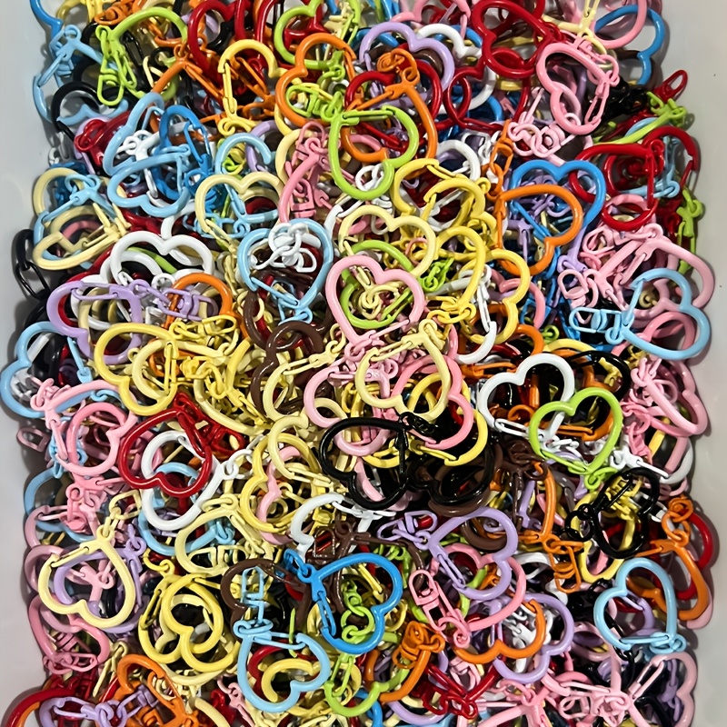 TEMU Lot de 35 porte-clés métalliques colorés de cœur, anneaux pivotants avec mousquetons, couleurs assorties aléatoires, fournitures de fabrication