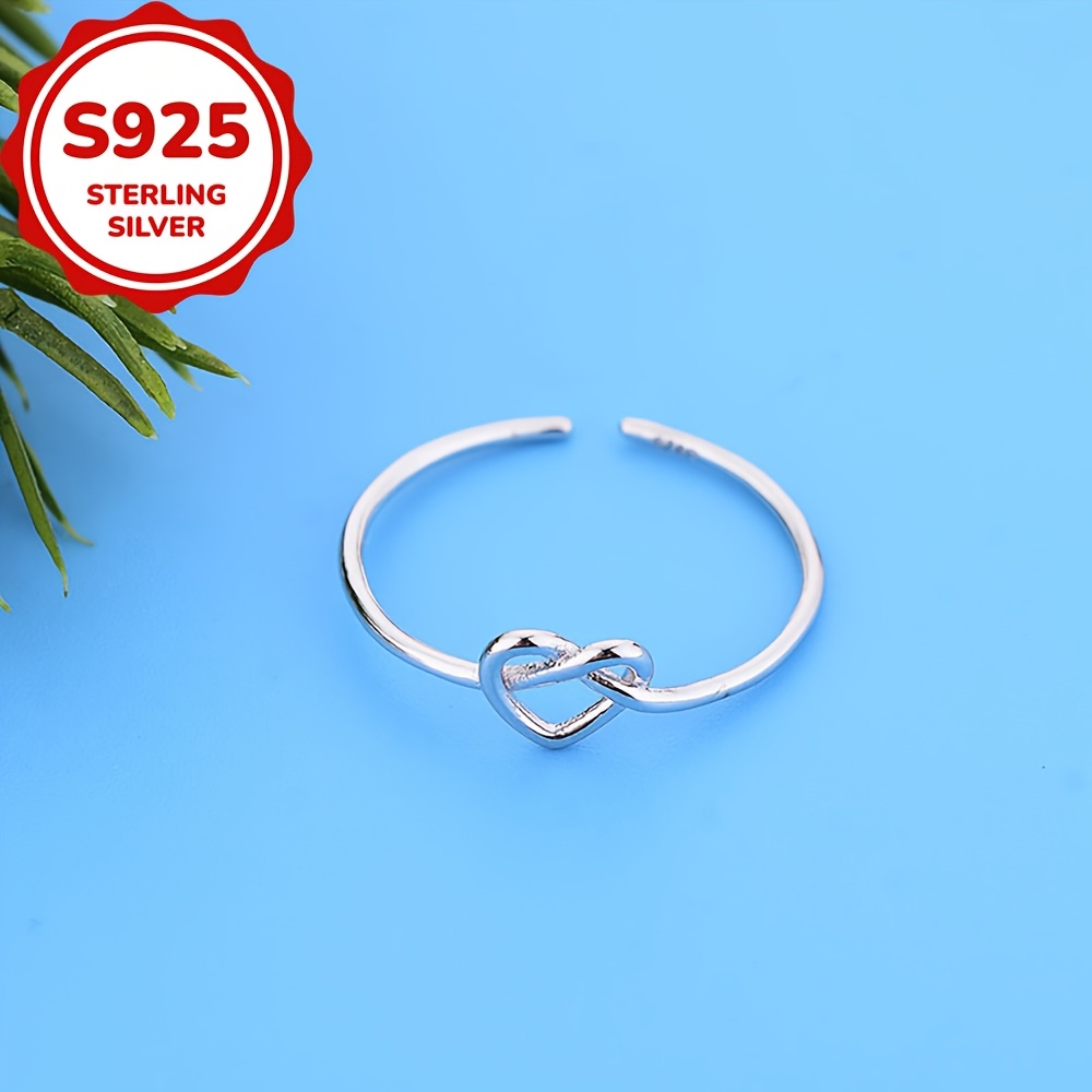 925 Sterling Silver Heart Knot Statement Ring