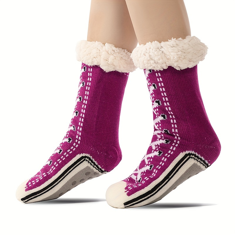 Image of Lamb Fleece Floor Socks, Plush Blanket Socks, Warm Socks, Postpartum Socks, Home Socks, Sleep Socks, Thickened Women's Socks