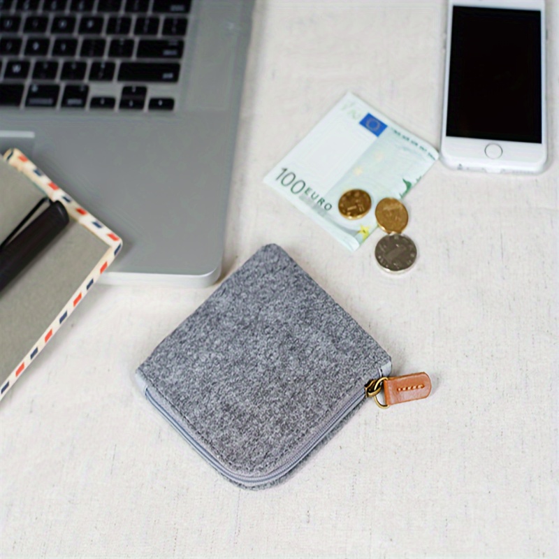 

Portable Mini Solid Color 0 Wallet Multi-functional Felt Storage Bag