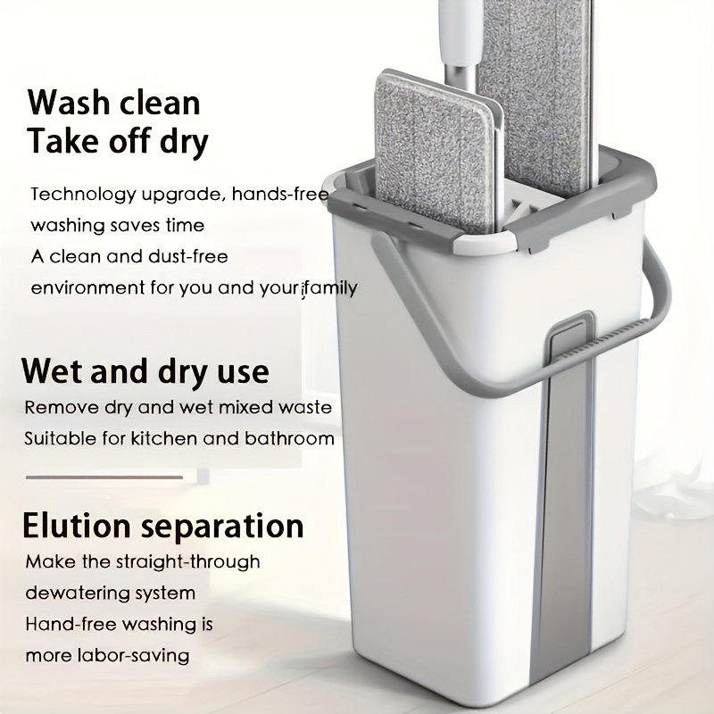 

1-set Microfiber Spin Mop & Bucket System - Hands-free Washing - Versatile Wet/dry Cleaning - Ideal For Tile, Marble & Wood Floors - Perfect Home Cleaning Gift