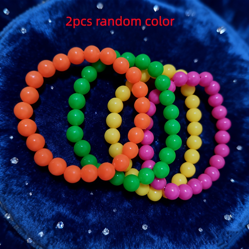 Image of 2pcs Of Colored Bracelets For Singles Parties, Fluorescent Neon Theme Ladies' Bracelets, Good Gifts For Christmas, Valentine's Day, Carnival And Singles Parties, With Random Colors