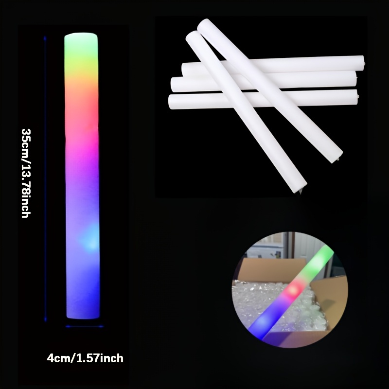TEMU Bulk Of 60 34cm 3led Gradient Foam Glow Sticks With Led Flashing In 3 , Bright Foam Flash Rod Batch, 3 Of Flash Led Light Rod Flash In The Dark